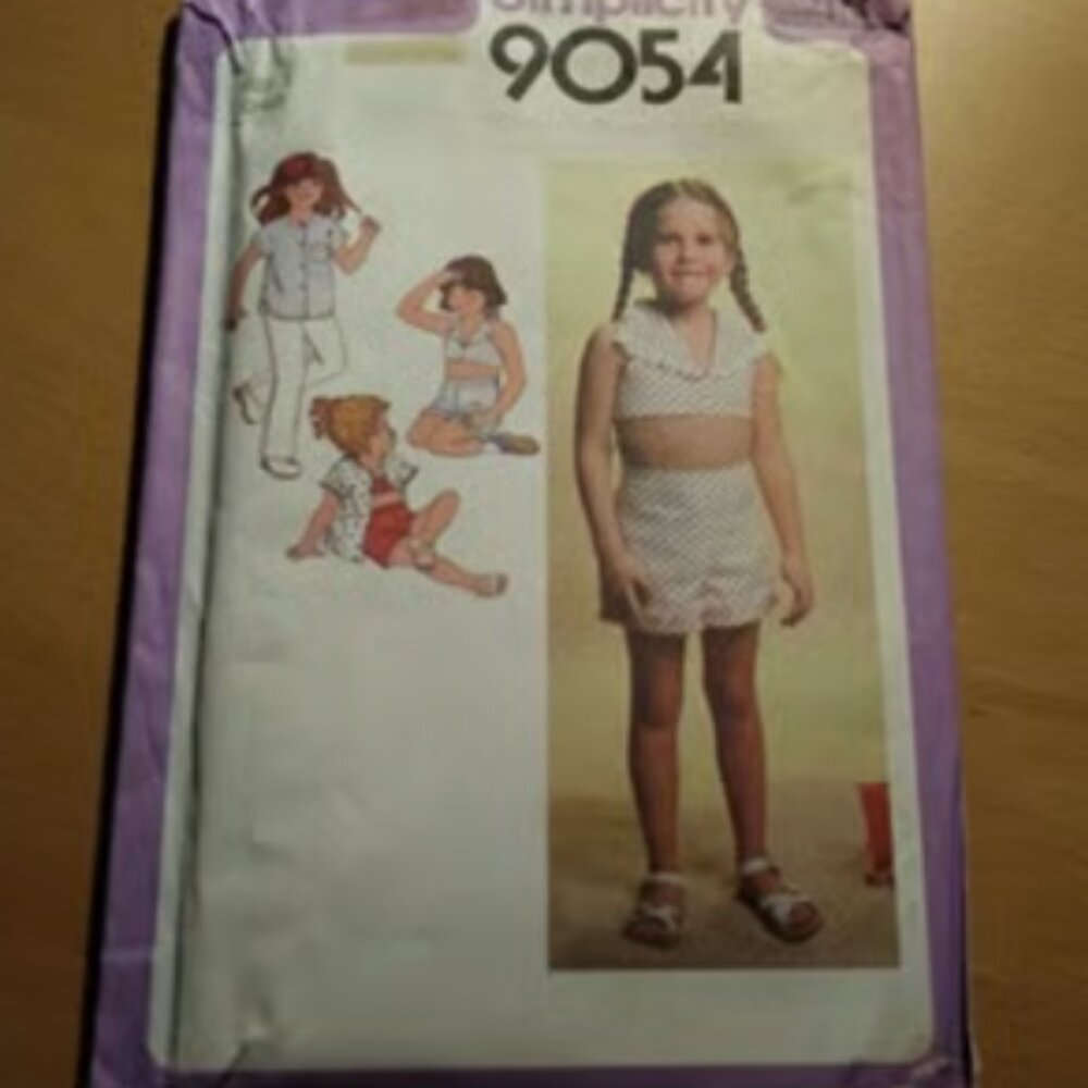 Vintage Simplicity 9054 Girls Shirt, Halter, Pants or Shorts Girls Size 3